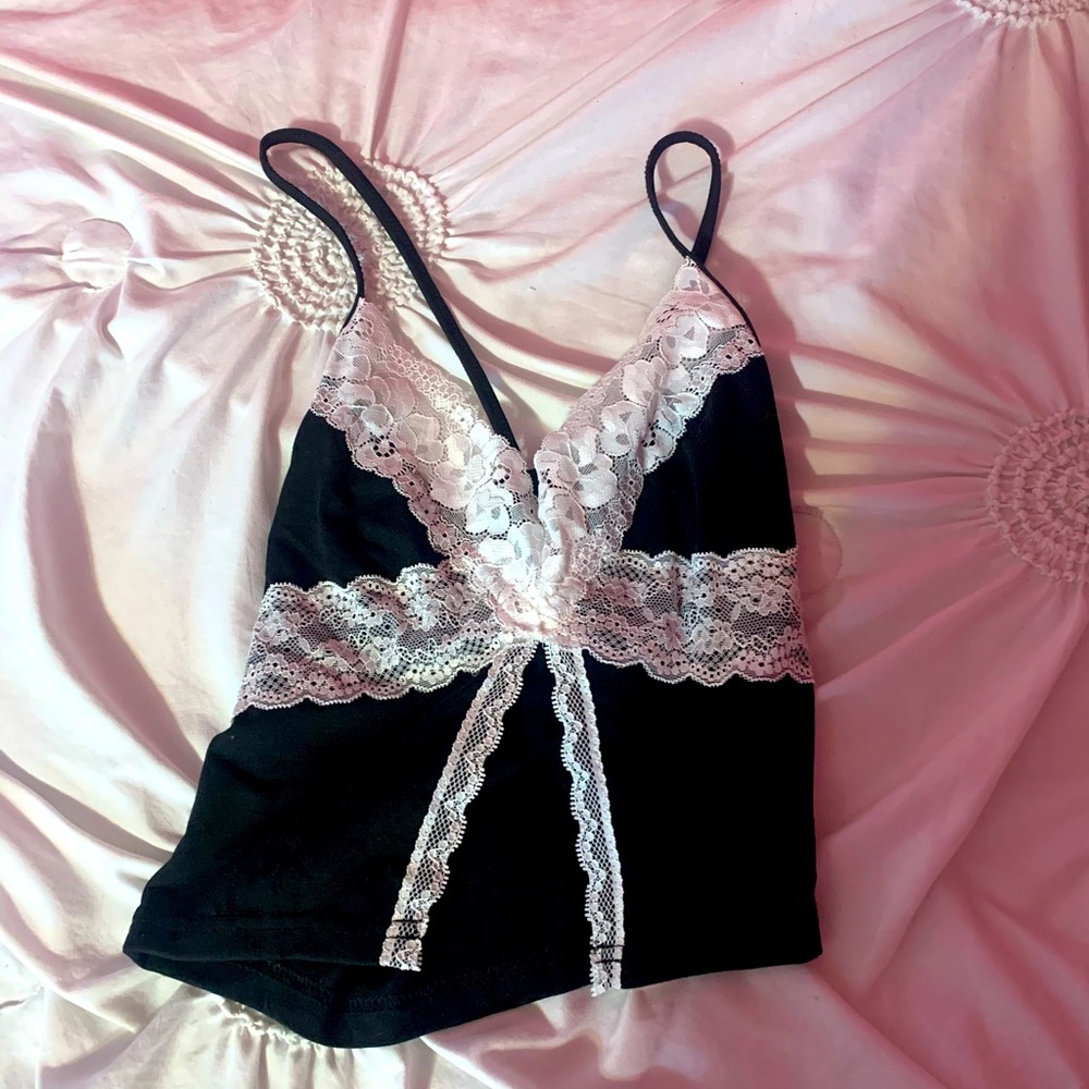 Black and White Lace Crop Top